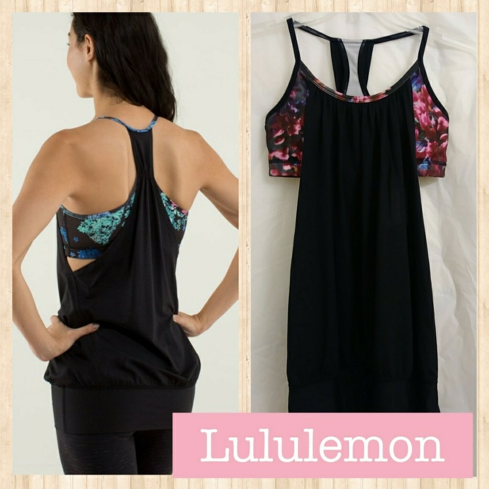 Lululemon Black No Limits Tank W/Floral Print